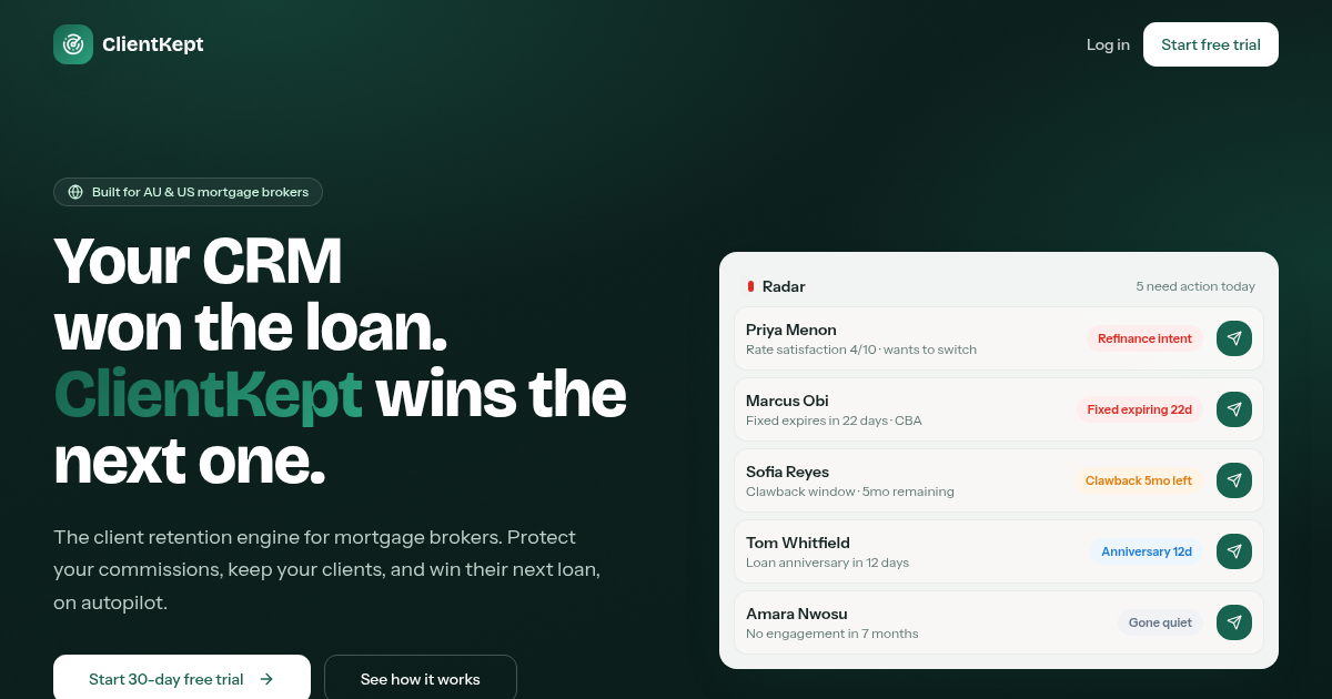 Built a SaaS for mortgage brokers in a 24-hour hackathon. It protects the commission they're forced  logo