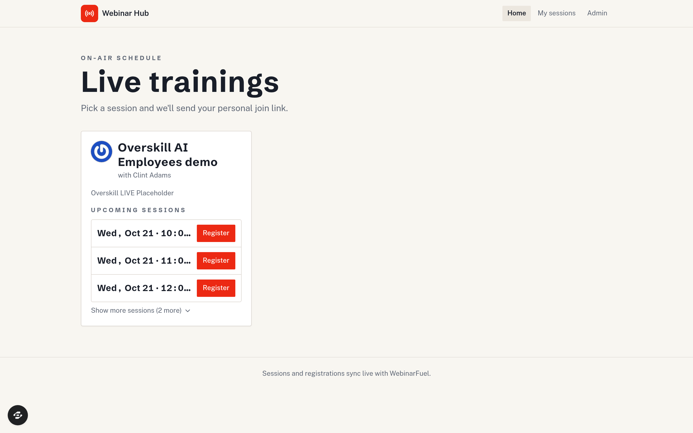 Evergreen Webinar Hub (WebinarFuel) preview