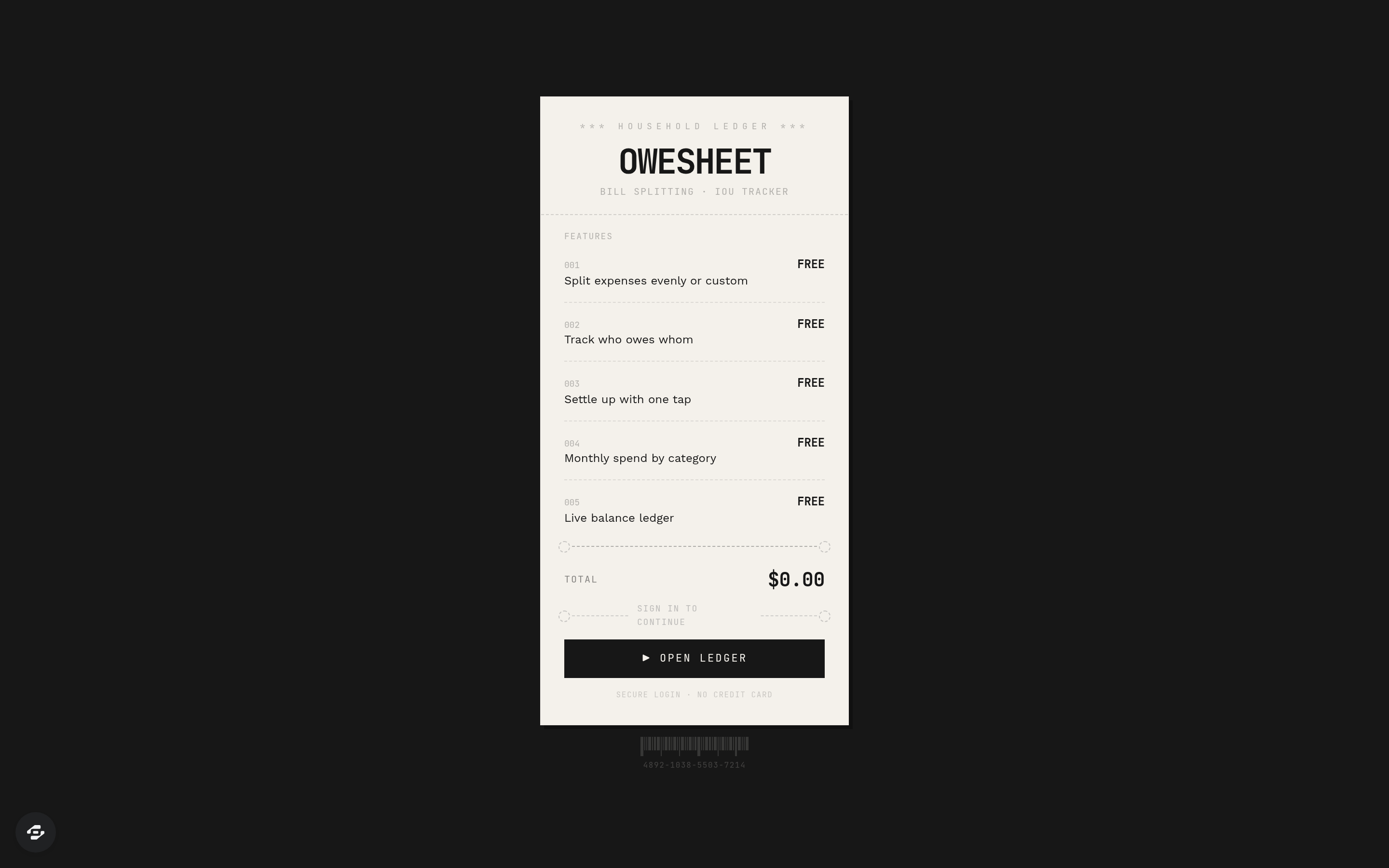 Owesheet preview