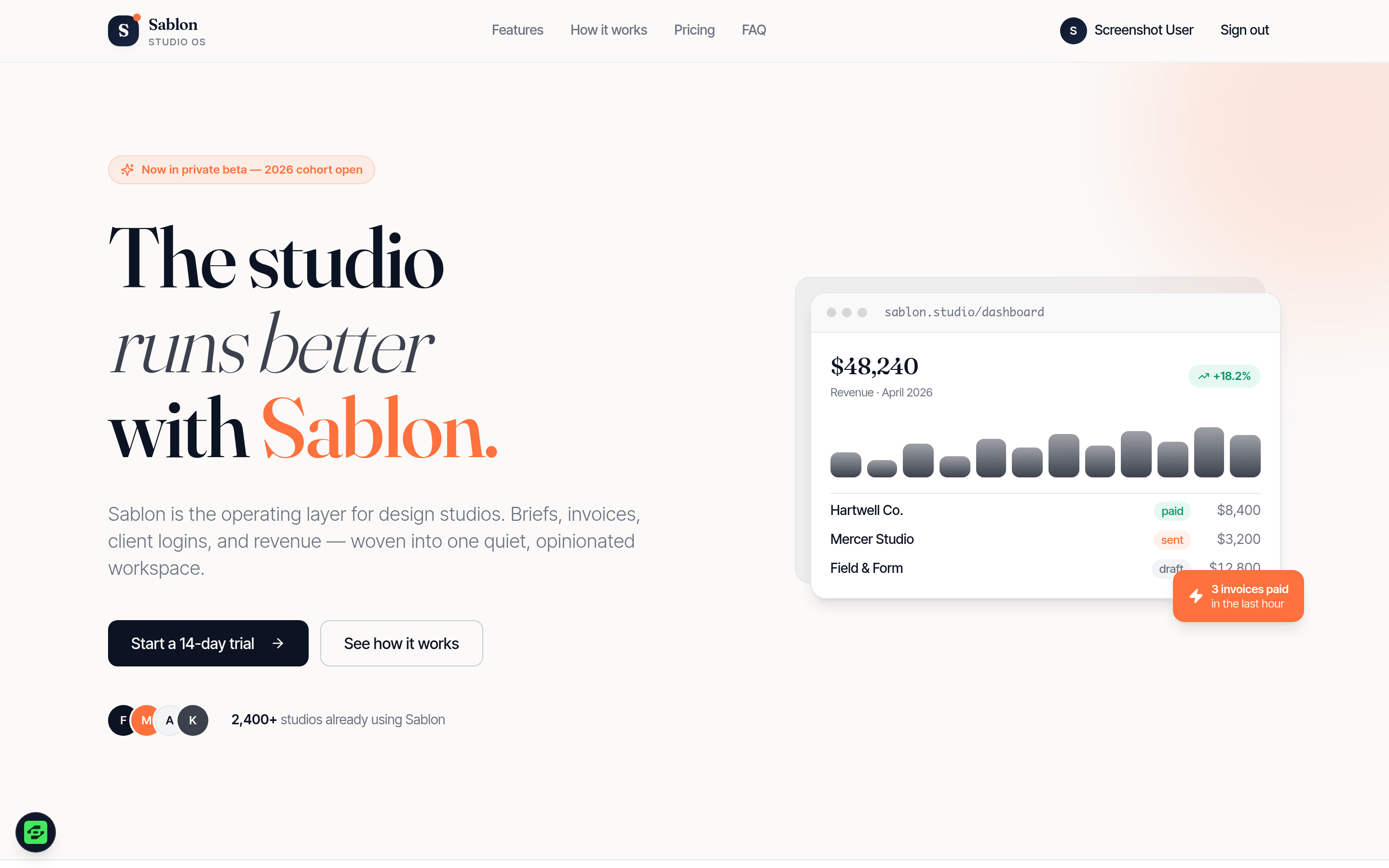 Sablon Studio OS preview