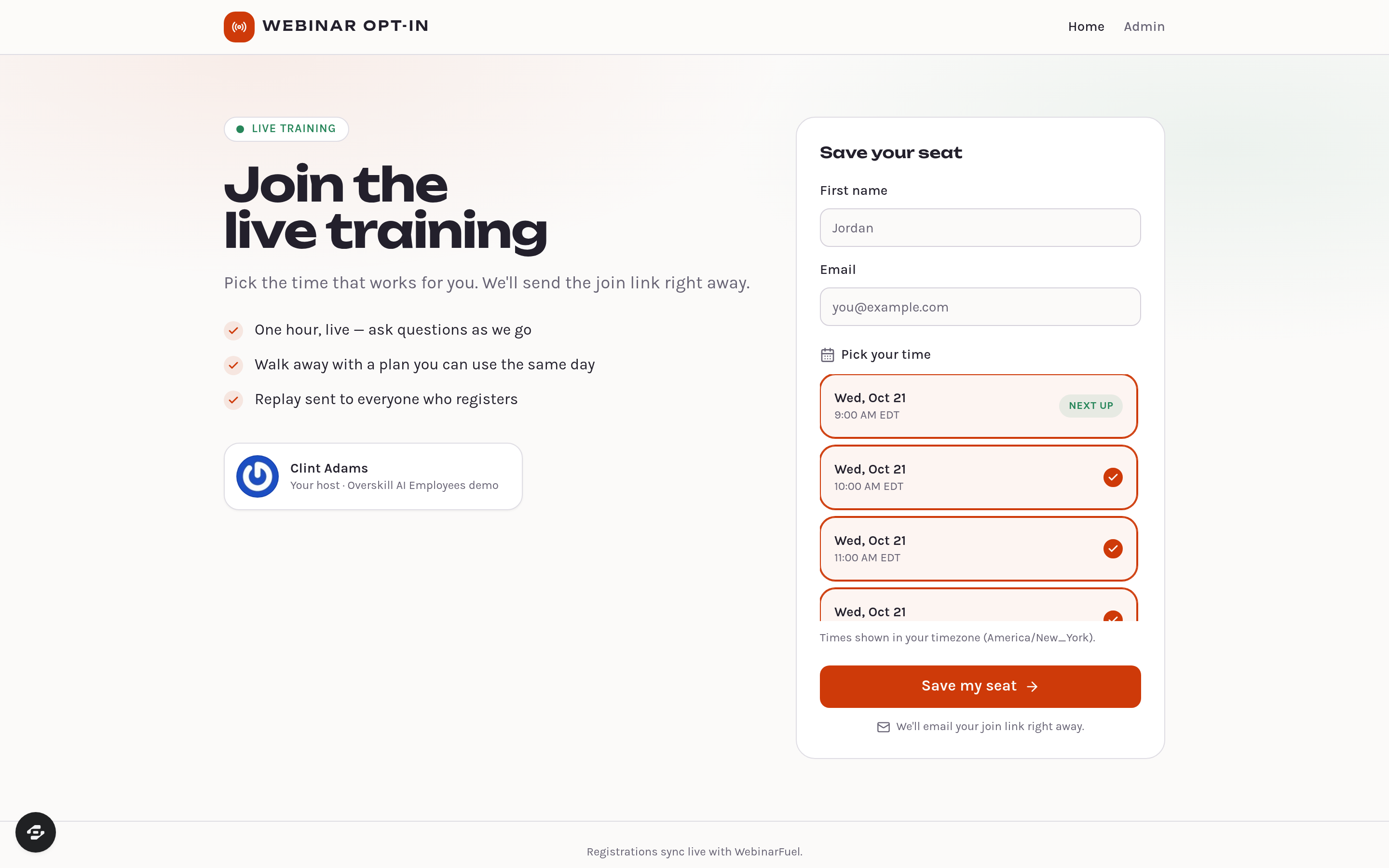 Webinar Opt-In (WebinarFuel) preview